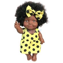 10inch Realistic Reborn Doll African American Baby Girl Doll Wearing Floral Dress & Bowknot Headdress Christmas Birthday Gifts 2024 - buy cheap