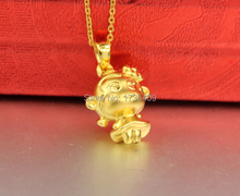 Pingente de ouro amarelo 24k autêntico/pingente de macaco feliz gravado/3.29g de menina 2024 - compre barato