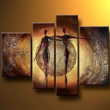 4 pieces Hand Painted Modern Canvas Art Home Decor-Dance Baby Dance -Abstract Canvas Oil Painting Wall Pictures for Living Rooms 2024 - buy cheap