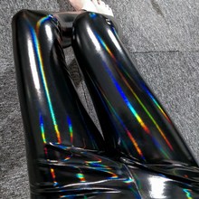 Leggings de couro do plutônio do olhar molhado das leggings longas da cintura alta das mulheres sexy preto magro leggings 2024 - compre barato