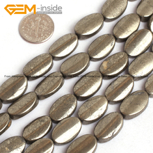 Gem-inside 10X16mm Natural Flat Oval Twist Pynite Beads For Jewelry Making Bracelet Necklace Gift 15inch DIY Beads Jewellery 2024 - buy cheap