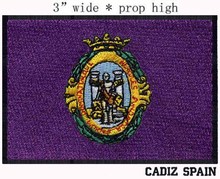 Bandeira da espanha cadiz, remendo bordado de 3 polegadas de largura para a águia preta, edifícios vermelhos, remendo roxo 2024 - compre barato