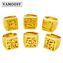 VAMOOSY 2018 fashion Dubai Vintage Rings for Men 24K gold Color Designer lucky wealthy Peace Pattern women Ring Ethnic Jewelry 2024 - buy cheap