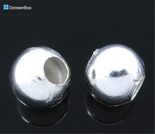 Doreen Box hot-  50 Silver color Smooth Ball Spacers Beads 8mm Dia. (B06313) 2024 - buy cheap