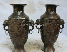 Bi001042 12 "marcado palácio chinês bronze mamão cabo de dinheiro flor garrafa vaso par 2024 - compre barato