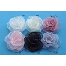 50pcs/lot 4.3" 6colors Newborn Gauze Layered Flower For Kids Girls Hair Accessories Handmade Rose Fabric Flowers For Headbands 2024 - buy cheap