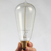 4 шт. ретро-лампа ST58 винтажная лампа Эдисона E27 Лампа накаливания 110 В 220 В 40 Вт 60 Вт лампа Эдисона для кофе бара ресторана спальни 2024 - купить недорого