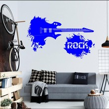 DIY waterproof and removable PVC Electric Guitar With Rock Quote wall sticker paper of sofa background sticker home decoration 2024 - buy cheap