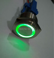 22 мм настраиваемая Антивандальная электрическая кнопка для автомобиля переключатель с 12 В зеленым кольцом светодиодный переключатель разъем с 15 см проводка harne 2024 - купить недорого