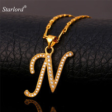 Initial N Letter Pendants & Necklaces Women Men Personalized Gift Alphabet Jewelry Gold Color Necklace P1684 2024 - buy cheap