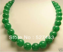 Wholesale free shipping Beautiful GREEN stone 12mm Beads Necklace 18" 2024 - buy cheap
