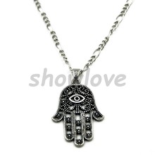 Showlove 1pcs Hamsa Fatima Hand Pendant Charm Steel Chain Necklace Unisex Women/Men Jewelry,Choker Hamsa Hand Necklace 2024 - buy cheap