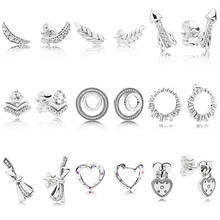 9 Style 1 Pair 925 Sterling Silver Ear Studs Charm Arrow Bow Heart High Quality Earrings for Women Wedding Jewelry 2024 - buy cheap