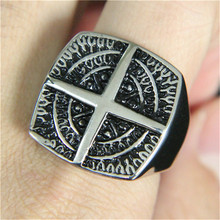 Support Dropship Size 8-13 Cross Ring 316L Stainless Steel Jewelry Band Party Vikings Style Cool Ring 2024 - buy cheap