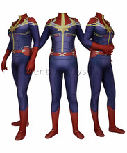 Cosplay Captain Marvel Superhero Costume Girl Bodysuit Jumpsuits Spandex Zentai Halloween Party 2024 - buy cheap