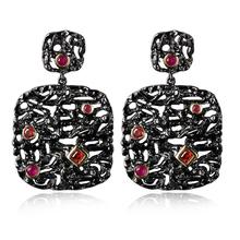 African Look Black Party Big Drop Earrings Lead Free Black Gold Color Red Cubic Zirconia Allergy Free Earrrings Fashion Jewelry 2024 - buy cheap