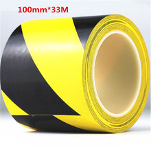 Cinta de advertencia impermeable de PVC, cinta con logotipo de cebra, Color amarillo y negro, para tráfico en carretera, 100mm x 33M 2024 - compra barato