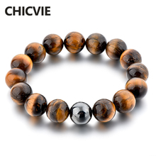 Chicvie 1.2cm contas grandes, charme de pedra natural olho de tigre, pulseiras e braceletes de jesus para mulheres, fabricação de joias sbr180113 2024 - compre barato