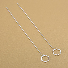 Fashion Long Style Tassel Ear Line Earrings Jewelry Hexagon Shape 925 Sterling Silver Earrings For Women Gifts 2024 - buy cheap