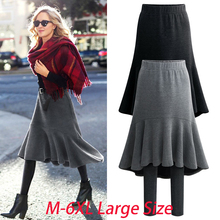 Autumn Women Elastic Waist Plus Size A-line Skirts Hip Slim  Loose Mid-Calf Plus Size Skirts Large Size Skirts Plus Leggings 2024 - buy cheap