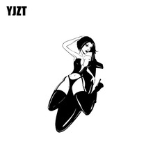YJZT 8,5*14,5 см ракета сексуальная девушка модная черная/серебряная Автомобильная наклейка хороший дизайн охватывающие тело виниловые наклейки 2024 - купить недорого