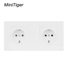 Minitiger-Panel de pared blanco para PC, 2 entradas, toma de corriente con conexión a tierra, 16A, estándar europeo, doble salida eléctrica, 172mm x 86mm 2024 - compra barato