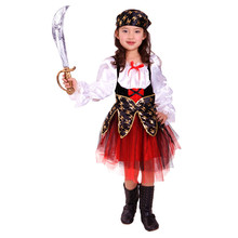 Fantasia infantil de pirata, traje feminino de halloween para crianças 2024 - compre barato