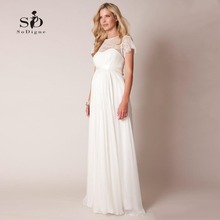Платье для свадьбы 2018, кружевное, большого размера, простое, шифоновое, с коротким рукавом 2024 - купить недорого