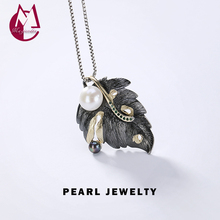Женское винтажное ожерелье с натуральным пресноводным жемчугом, ожерелье из 100% стерлингового серебра 925 пробы, ювелирное изделие R09, 2019 2024 - купить недорого