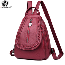 Fashion Knitting Backpacks Femal Qualit Leather Backpack Women Shoulder Bag Large Capacity School Bags For Girls Travel Bagpack 2024 - buy cheap