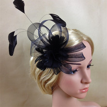 New Gauze Woman Bride Mesh Bow Feather Haipin Lady Hats Clips Elegant Wedding Party Hair Accessories Fascinators 2024 - buy cheap