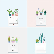 Creative Succulent Plants Cactus Switch Stickers For Home Decoration Kids Room Wall Mural Art Diy Funny 3d Pvc Posters 2024 - buy cheap