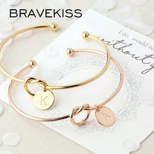 BRAVEKISS Trendy Hot Alloy Letter Knot Charm Bracelet Bangle Rose Gold/Gold/Silver Color Bracelets Female Jewelry BPB0482 2024 - buy cheap