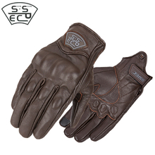 SSPEC Screen Touch Motorbike Glove For Chopper Classic Retro Motorcycle Glove Real Leather Moto Cafe Vintage Full Finger Glove 2024 - buy cheap