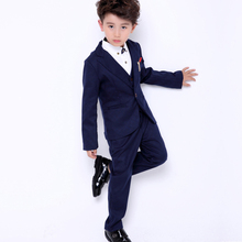 2019 Boys Wedding Suit 3PC ( Vest + Pant + Blazers ) Kids Suits Formal Blue Gray Children Costume School Suit Kids Suit Boys 2024 - buy cheap