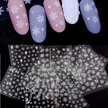 12sheets White Sowflake Nail Stickers Xmas Nail Stickers Christams 3D Adhesive Sticker Decals 2024 - buy cheap
