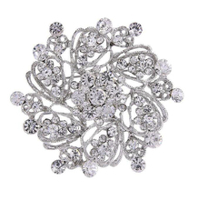Silver Color Alloy Rhinestone Crystal Diamante Sparkly Wedding Flower Brooch Bouquet 2024 - buy cheap