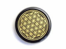 Natural Chakra Black Obsidian Engraved Crystal Flower of Life Reiki Healing Round Palm Stone with a Free Pouch 2024 - buy cheap