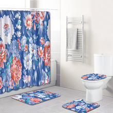 Tapete de banho estampado clássico para banheiro, 4 unidades, conjunto almofadas sanitárias, padrão floral, antiderrapante 2024 - compre barato