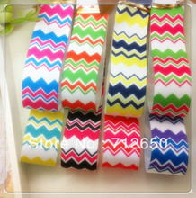 Free shipping 8 colors wave printed ribbon 1'' 25mm Grosgrain ribbon Polyester chevron Ribbon tape hairbow garment accessory 2024 - buy cheap