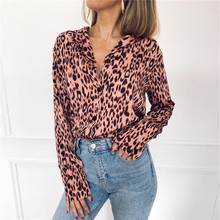 Chiffon Leopard Print Blouse Long Sleeve Turn Down Collar Lady Office OL Shirt Tunic Casual Loose Tops Plus Size Blusas 2024 - buy cheap