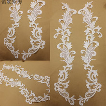 2pairs Ivory Polyester Lace Fabric Applique Dress Lace Stage Embroidery Applique Handmade diy Clothing Fabric 70X13cm BD0603 2024 - buy cheap