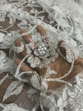 tulle lace with glued glitter fashion Sat-10.1415 african glitter lace fabric for party dress 5yard/lot embroidered 2024 - buy cheap