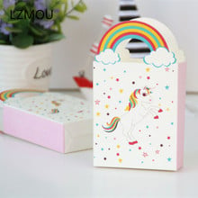 6pcs Unicorn Bag Paper Candy Gift Box Rainbow Handles Packaging Wedding Cardboard Dragee Cookie Bags Gift Bags Wrapping Supplies 2024 - buy cheap