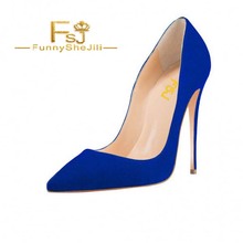 Royal Blue Stiletto Heels Pumps for Office Lady Anniversary Carnival Spring Autumn Incomparable Generous Noble Attractive FSJ 2024 - buy cheap