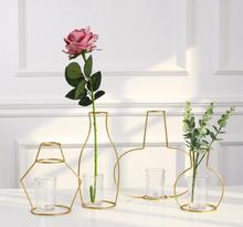 1 шт. домашние вечерние ваза абстрактные золотые линии минималистичные абстрактные железные стеклянные вазы высушенные цветочные стеллажи для вазы скандинавский Цветочный декор. JL 226 2024 - купить недорого