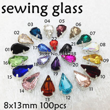 Wholesale 8x13mm 100Pcs Pear Drop Fancy Stone with Claw Setting Teardrop Crystals More Colors Sew on for dress,Jewelry 2024 - buy cheap