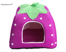 1PC Pet Cat House Foldable Soft Winter Leopard Dog Bed Strawberry Cave Dog House Cute Kennel Nest Dog Fleece Cat Bed OZ 001 2024 - buy cheap