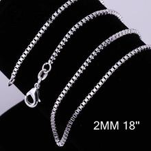 2016 silver plated long chain necklace accessories unisex jewelry for women men C009-18 box necklace snake chain 2024 - buy cheap