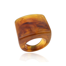 1 шт., кольцо из смолы с желтым принтом в стиле ретро, квадратные кольца для мужчин и женщин, ювелирные изделия, простое кольцо для большого пальца 2024 - купить недорого